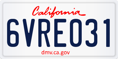 CA license plate 6VRE031