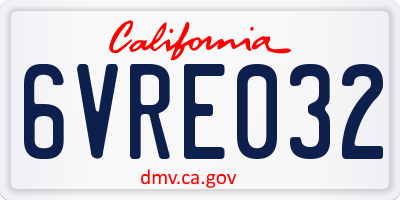 CA license plate 6VRE032