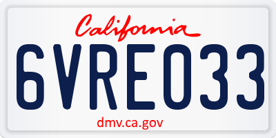 CA license plate 6VRE033