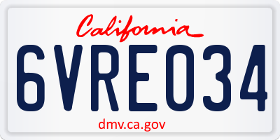 CA license plate 6VRE034