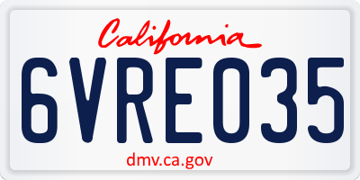 CA license plate 6VRE035