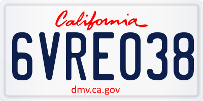 CA license plate 6VRE038
