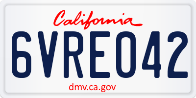 CA license plate 6VRE042