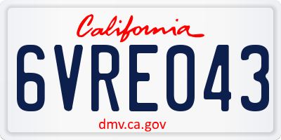 CA license plate 6VRE043