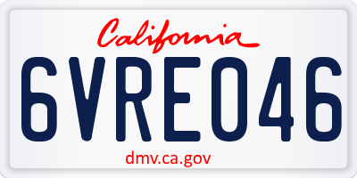 CA license plate 6VRE046