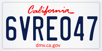 CA license plate 6VRE047