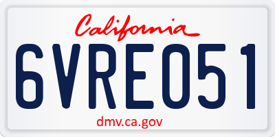 CA license plate 6VRE051
