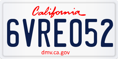 CA license plate 6VRE052