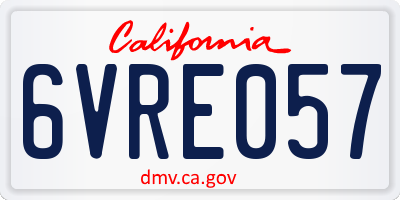 CA license plate 6VRE057