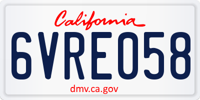 CA license plate 6VRE058