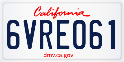 CA license plate 6VRE061