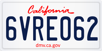 CA license plate 6VRE062