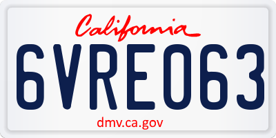 CA license plate 6VRE063