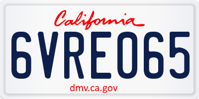 CA license plate 6VRE065