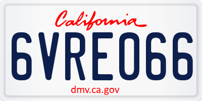 CA license plate 6VRE066