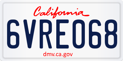 CA license plate 6VRE068