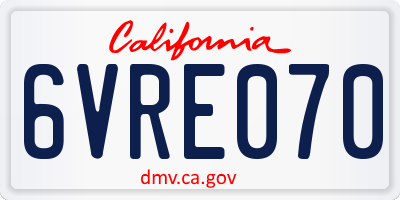 CA license plate 6VRE070