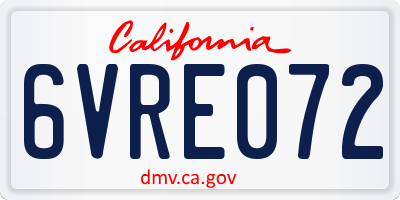 CA license plate 6VRE072
