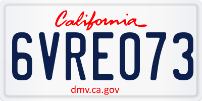 CA license plate 6VRE073