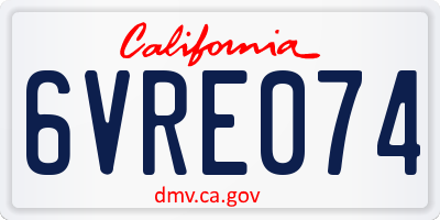 CA license plate 6VRE074