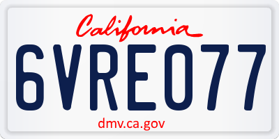 CA license plate 6VRE077