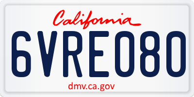 CA license plate 6VRE080