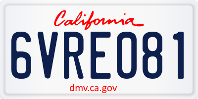 CA license plate 6VRE081