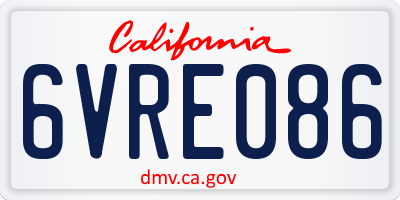 CA license plate 6VRE086