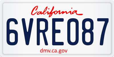 CA license plate 6VRE087