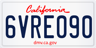 CA license plate 6VRE090