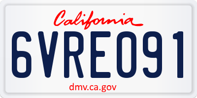 CA license plate 6VRE091