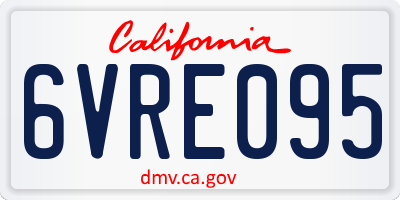 CA license plate 6VRE095