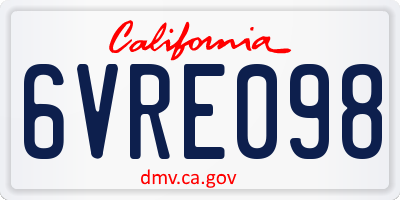 CA license plate 6VRE098