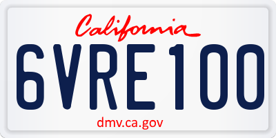 CA license plate 6VRE100