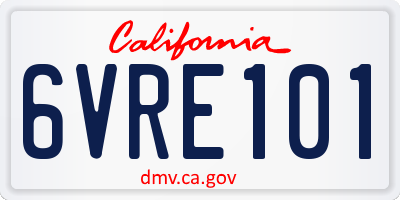 CA license plate 6VRE101