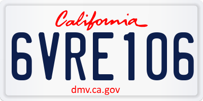 CA license plate 6VRE106