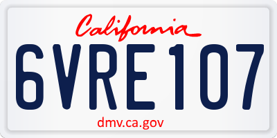 CA license plate 6VRE107
