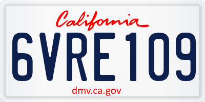 CA license plate 6VRE109