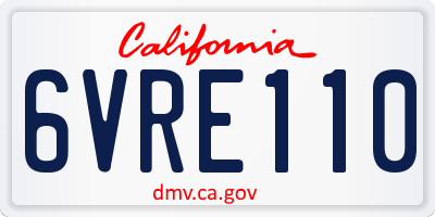 CA license plate 6VRE110