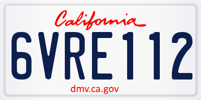 CA license plate 6VRE112