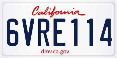 CA license plate 6VRE114
