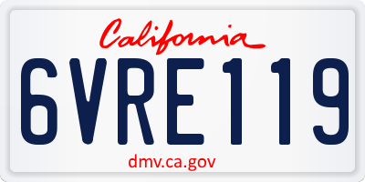 CA license plate 6VRE119