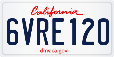 CA license plate 6VRE120