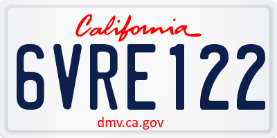 CA license plate 6VRE122