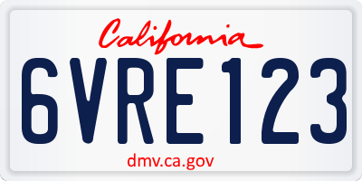 CA license plate 6VRE123