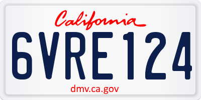 CA license plate 6VRE124