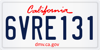 CA license plate 6VRE131