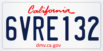 CA license plate 6VRE132