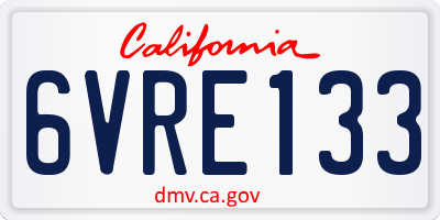 CA license plate 6VRE133