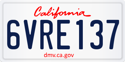 CA license plate 6VRE137